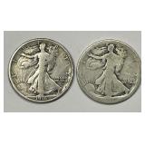 1916 D & S Walking Liberty SIlver Half Pair