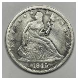 1845-O Seated Liberty Silver Half XF details