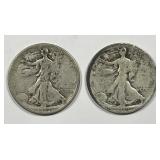 1919 P & S Walking Liberty Silver Half Pair