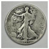1921 Walking Liberty Silver Half Key Date Good