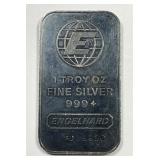Vintage ENGELHARD 1 oz Silver Bar FJ 85880