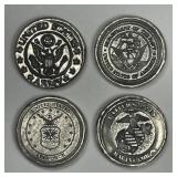 4 Different MK Barz Military 1 oz 999 Silver Round