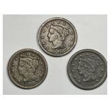 Trio of Braided Hair Large Cents