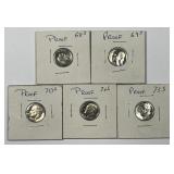Lot of 5 Proof Clad Roosevelt Dimes