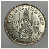 GREAT BRITAIN: 1943 Silver Shilling Uncirculated
