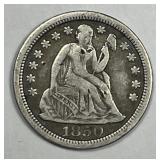1850 Seated Liberty Silver Dime Fine details