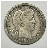 1902-O Barber Silver Quarter Fine F