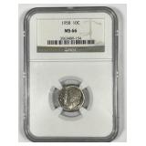 1958 Roosevelt Silver Dime NGC MS66