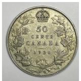 CANADA: 1920 Silver 50 Cents George V