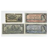 CANADA: Assortment of Four Currency Notes