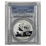 CHINA: 2014 Silver 10Y Panda PCGS MS70