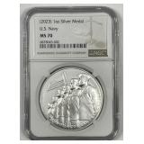 2023 US NAVY 1 oz US Mint Silver Medal NGC MS70