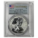 2021-W Silver Eagle Reverse Proof Type 1 PCGS PR70