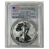 2021-S Silver Eagle Reverse Proof Type 2 PCGS PR70