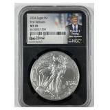 2024 Silver American Eagle Trump Label NGC MS70