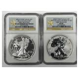 2013 West Point Silver Eagle Set NGC SP69 & PF69