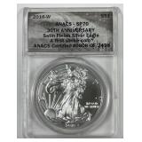 2016-W Burnished Silver American Eagle ANACS SP70
