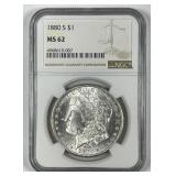 1880-S Morgan Silver $1 NGC MS62