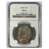 1885-O Morgan Silver $1 Toned NGC MS64