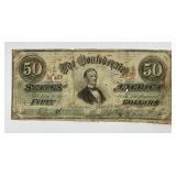 1863 $50 Confederate 1st Series Note T-57