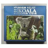 AUSTRALIA: 2015 Silver $1 High Relief Koala