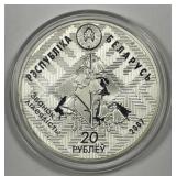 BELARUS: 2007 Silver Proof 20 Rubles Sturgeon PRF