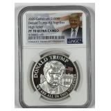 CAMEROON: 2020 Silver 1000 Francs Trump NGC PF70