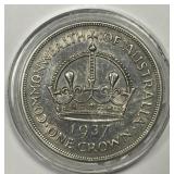 AUSTRALIA: 1937 Silver Crown AU details