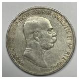 AUSTRIA: 1909 Silver 5 Corona
