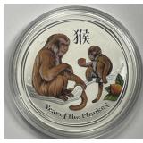 AUSTRALIA: 2016 Silver $1 Year Monkey Colorized
