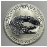 AUSTRALIA: 2014 Silver $1 Saltwater Crocodile 1 oz