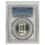 1956 Franklin Silver Half PCGS MS65