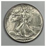 1944 Walking Liberty Silver Half AU