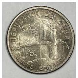 CUBA: 1952 Silver 20 Centavos AU