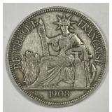 FRENCH INDO CHINA: 1908-A Silver 1 Paistre