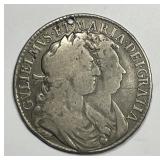 GREAT BRITAIN: 1689 Silver Half Crown William/Mary