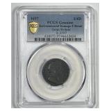 GREAT BRITAIN: 1697 Farthing 1/4D PCGS Fine detail
