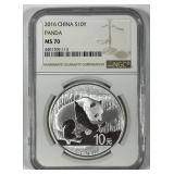 CHINA: 2016 Silver 10 Yuan Chinese Panda NGC MS70