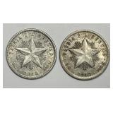 CUBA: Pair of 1949 Silver 20 Centavos