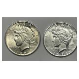 1924 & 1926-S Peace Silver $1 Pair AU