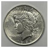 1922 Peace Silver $1 About Uncirculated CH AU