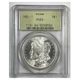 1881-S Morgan Silver $1 OGH PCGS MS64