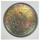 1883 Morgan Silver $1 Rainbow Color Toned BU
