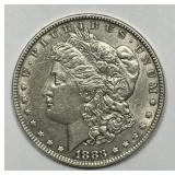 1883 Morgan Silver $1 About Uncirculated AU detail