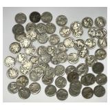 Lot of 67 Mixed Date Buffalo "Indian Head" Nickels
