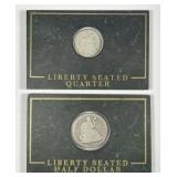 Seated Liberty Silver Quarter & Half Coin Pair