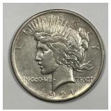 1921 Peace Silver $1 About Uncirculated AU