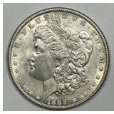 1889 Morgan Silver $1 About Uncirculated AU detail