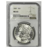 1887 Morgan Silver $1 NGC MS63