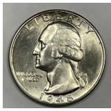1948-D Washington Silver Quarter Uncirculated BU